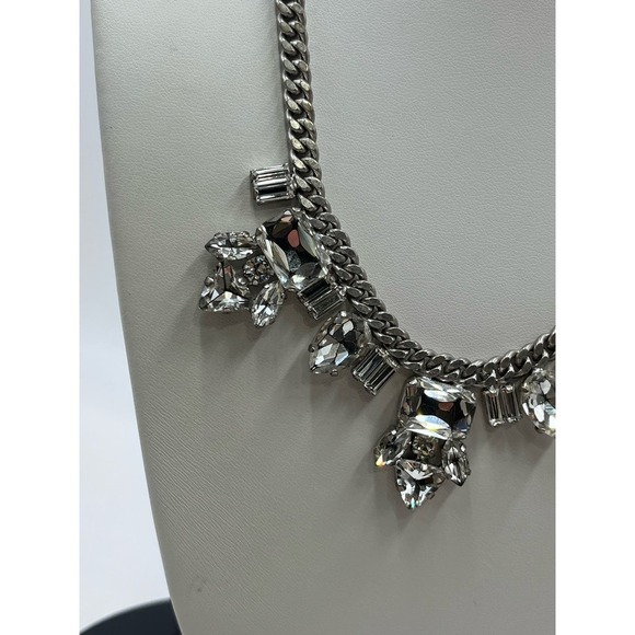 Juicy Couture Limited Edition Rhinestone Silver Tone Chain Statement Necklace - Picture 3 of 14